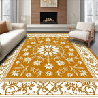 Golden Floral Intricate Pattern Rug
