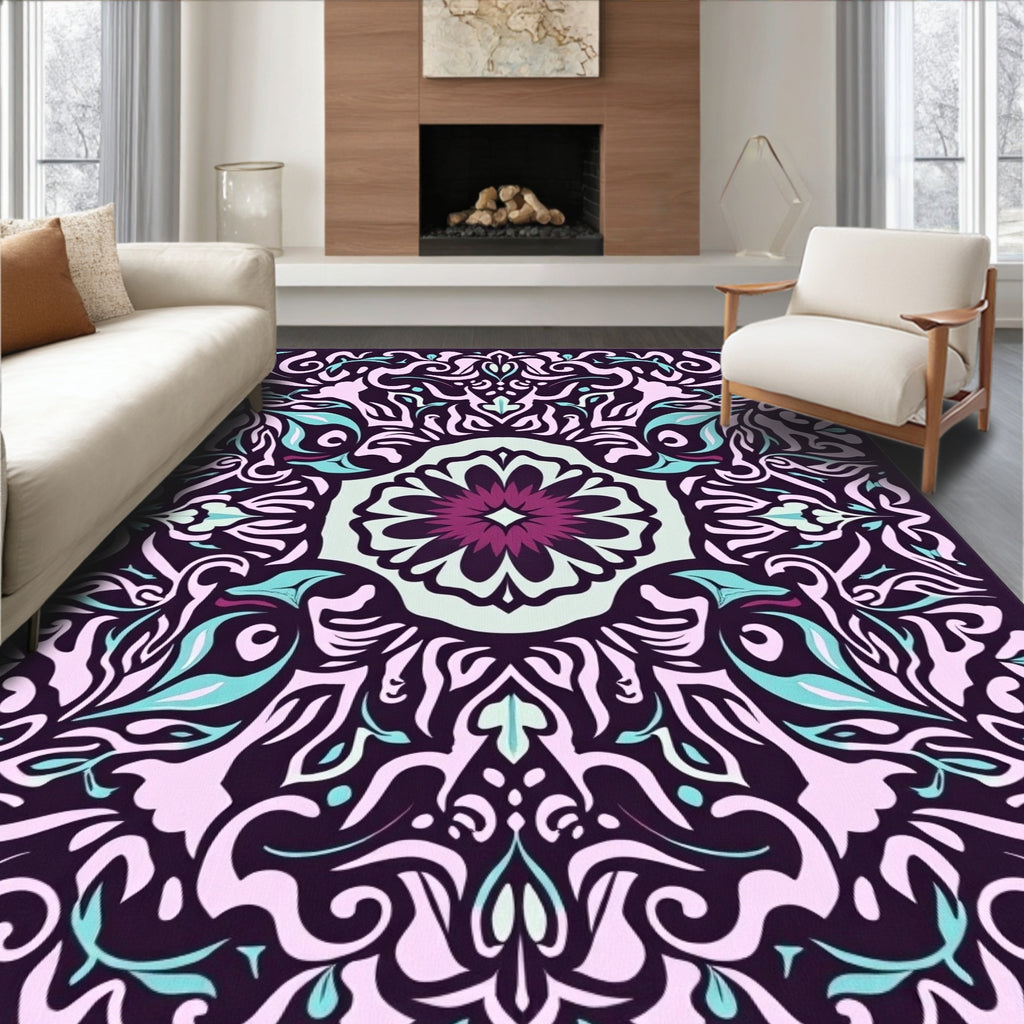 Ornate Floral Swirls Pattern Rug