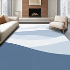 Layered Wavy Blue White Design Rug