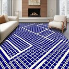 Abstract Geometric Blue Linear Design Rug