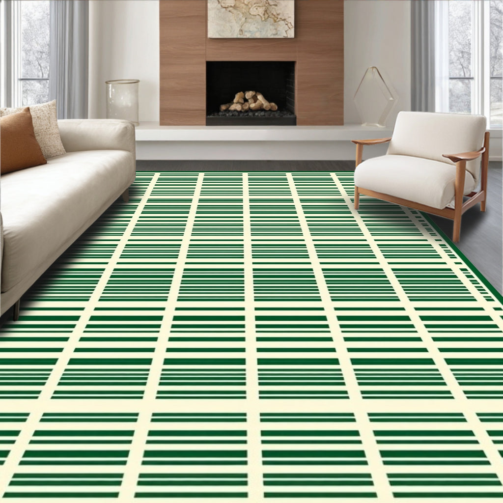 Grid Pattern With Horizontal Lines Rug