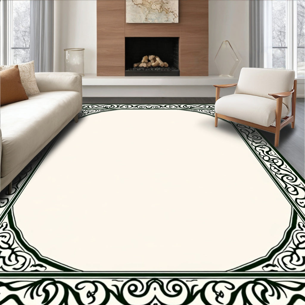 Vintage Floral Swirl Border Rug