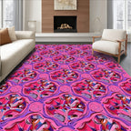 Abstract Swirls Geometric Pink Pattern Rug