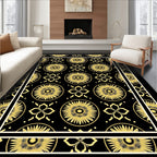 Gold Sunburst Floral Motif Rug