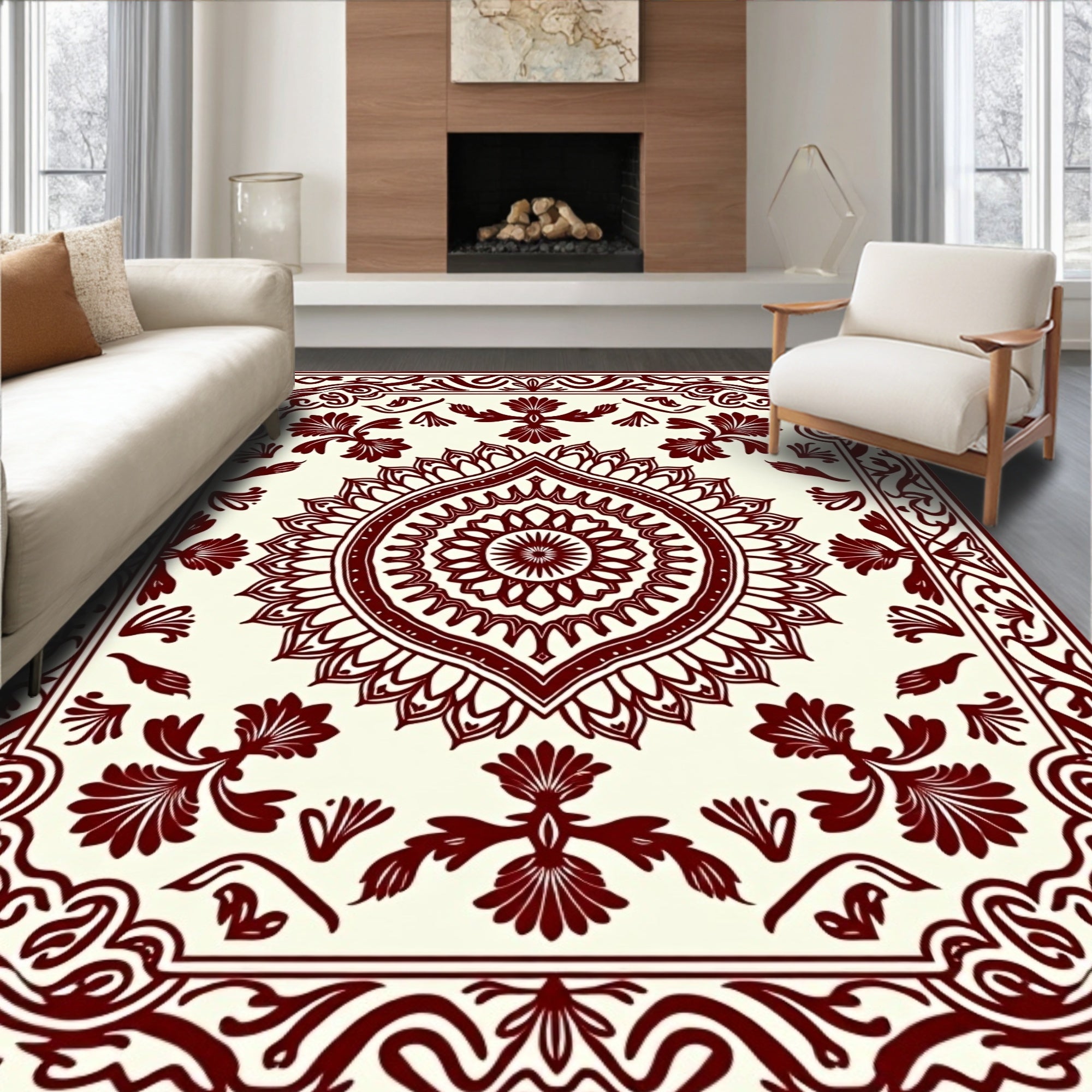 Traditional Floral And Mandala Pattern Rug