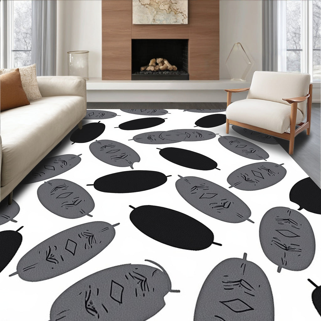 Monochromatic Oval Face Pattern Design Rug