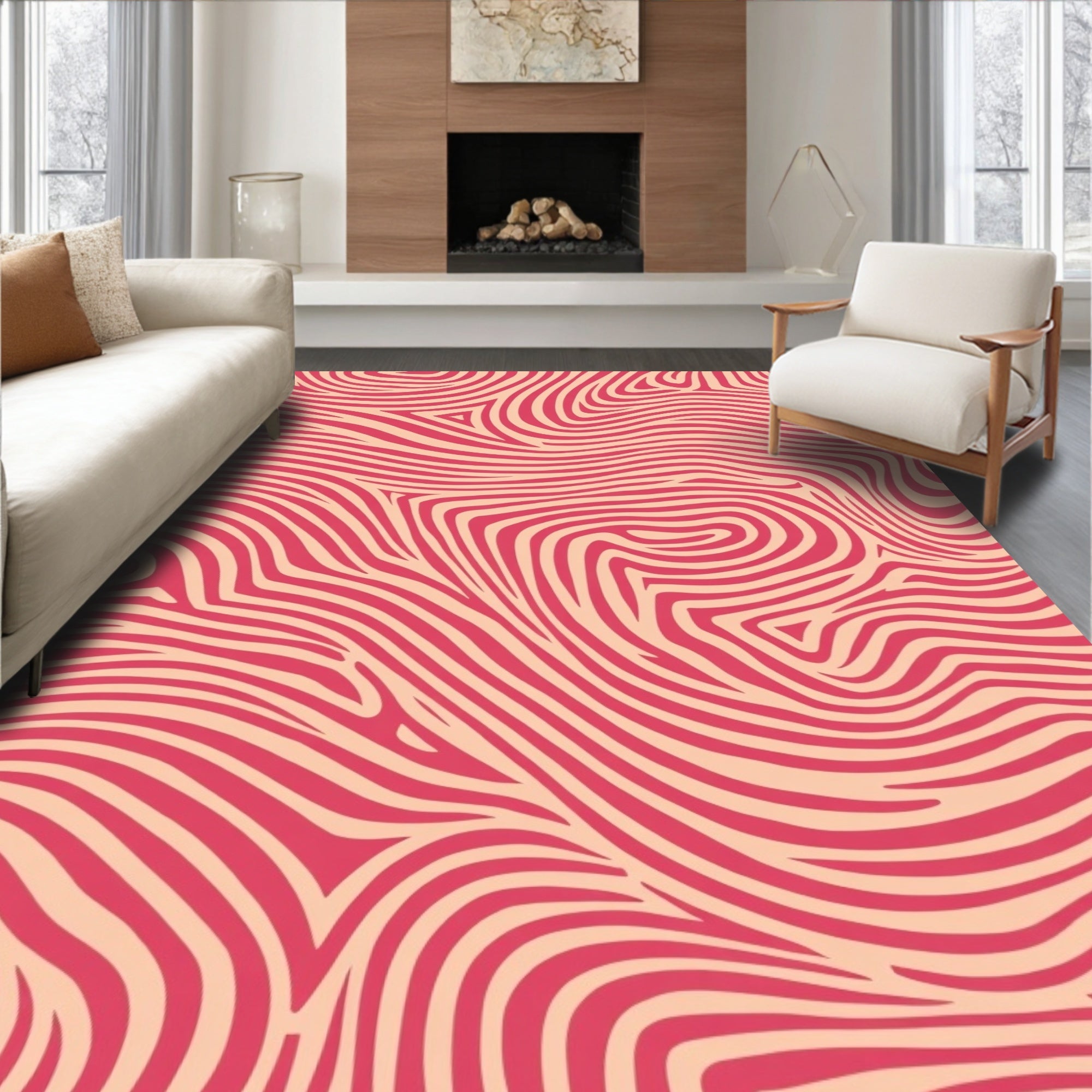 Vibrant Abstract Wavy Striped Rug