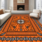 Orange Abstract Floral Border Design Rug