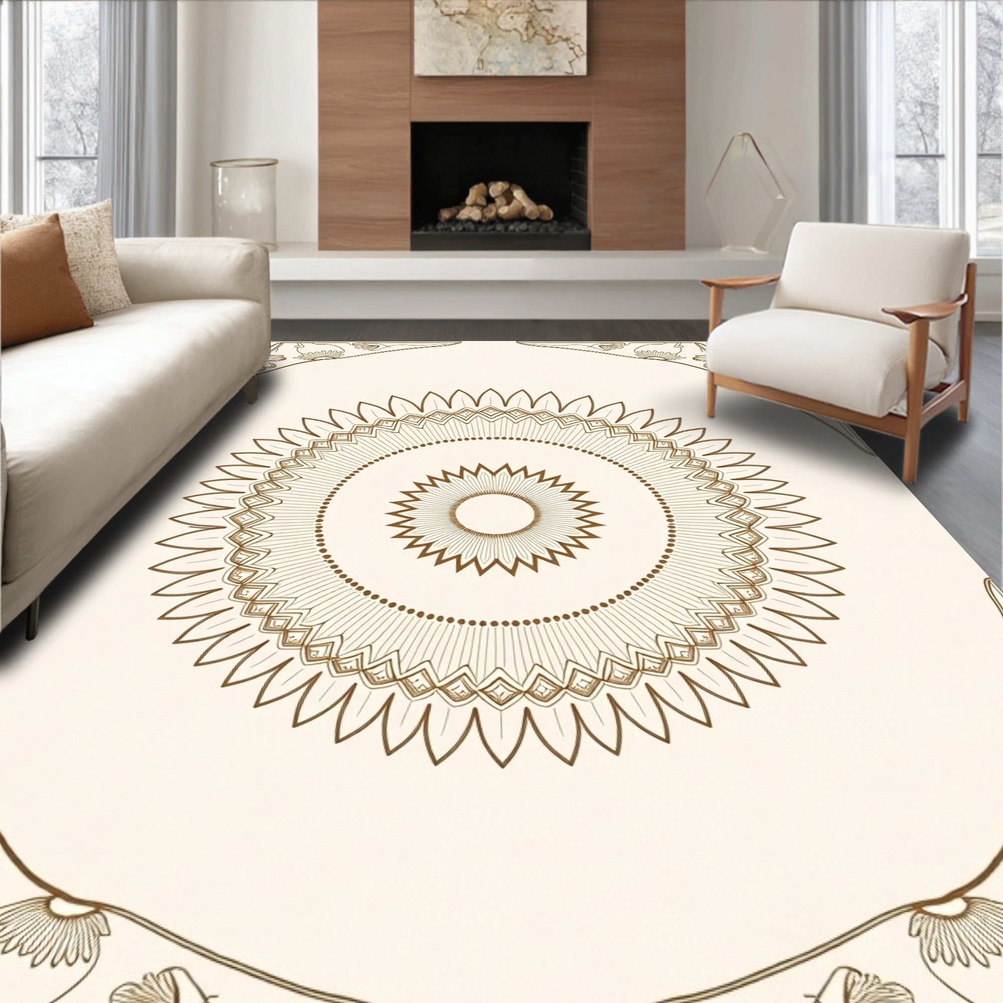 Radiant Bloom Mandala Pattern Design Rug