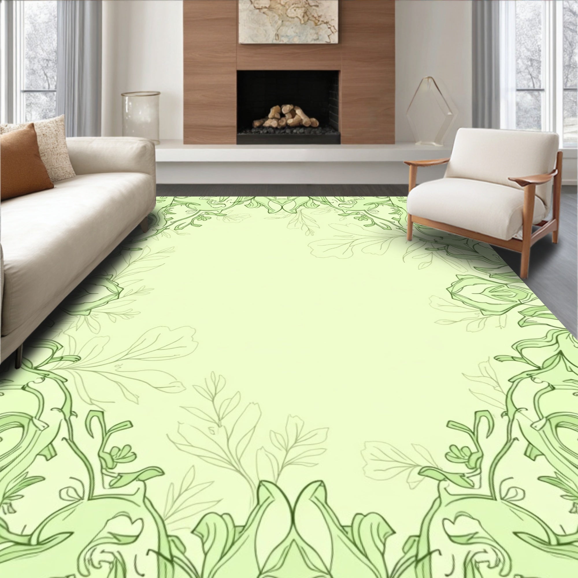 Ornate Vine Botanical Graphic Rug