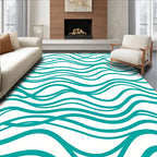 Teal Wavy Stripe Pattern Rug