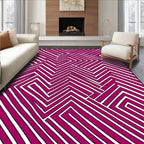 Dynamic Magenta White Geometric Lines Rug