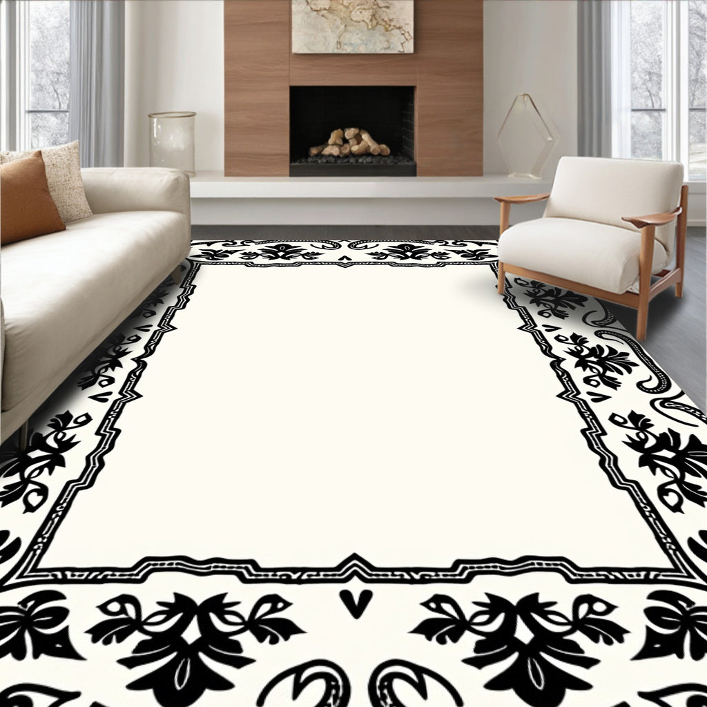 Classic Floral Scrolls Border Design Rug