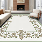 Floral Scrollwork Inspired Border Design Rug