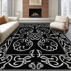 Classic Black White Ornamental Design Rug
