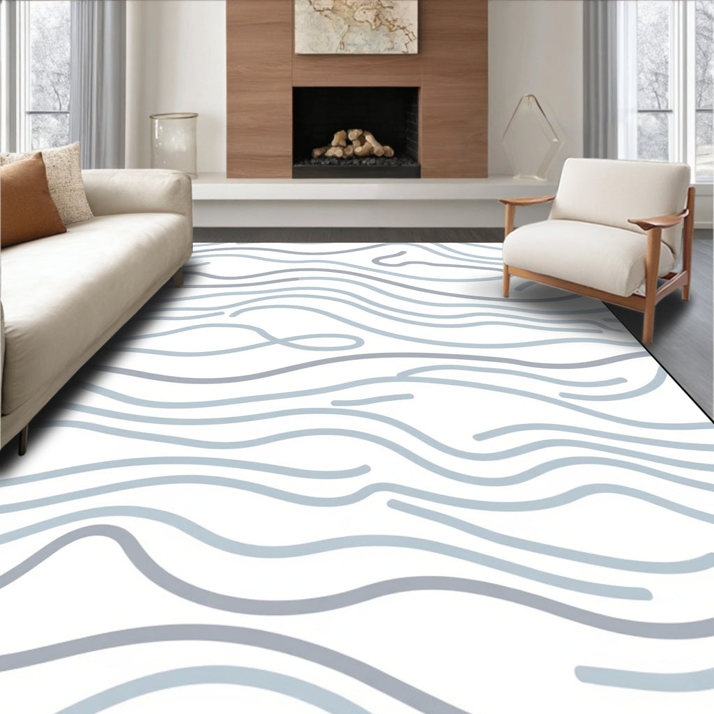 Abstract Wavy Line Pattern Design Rug