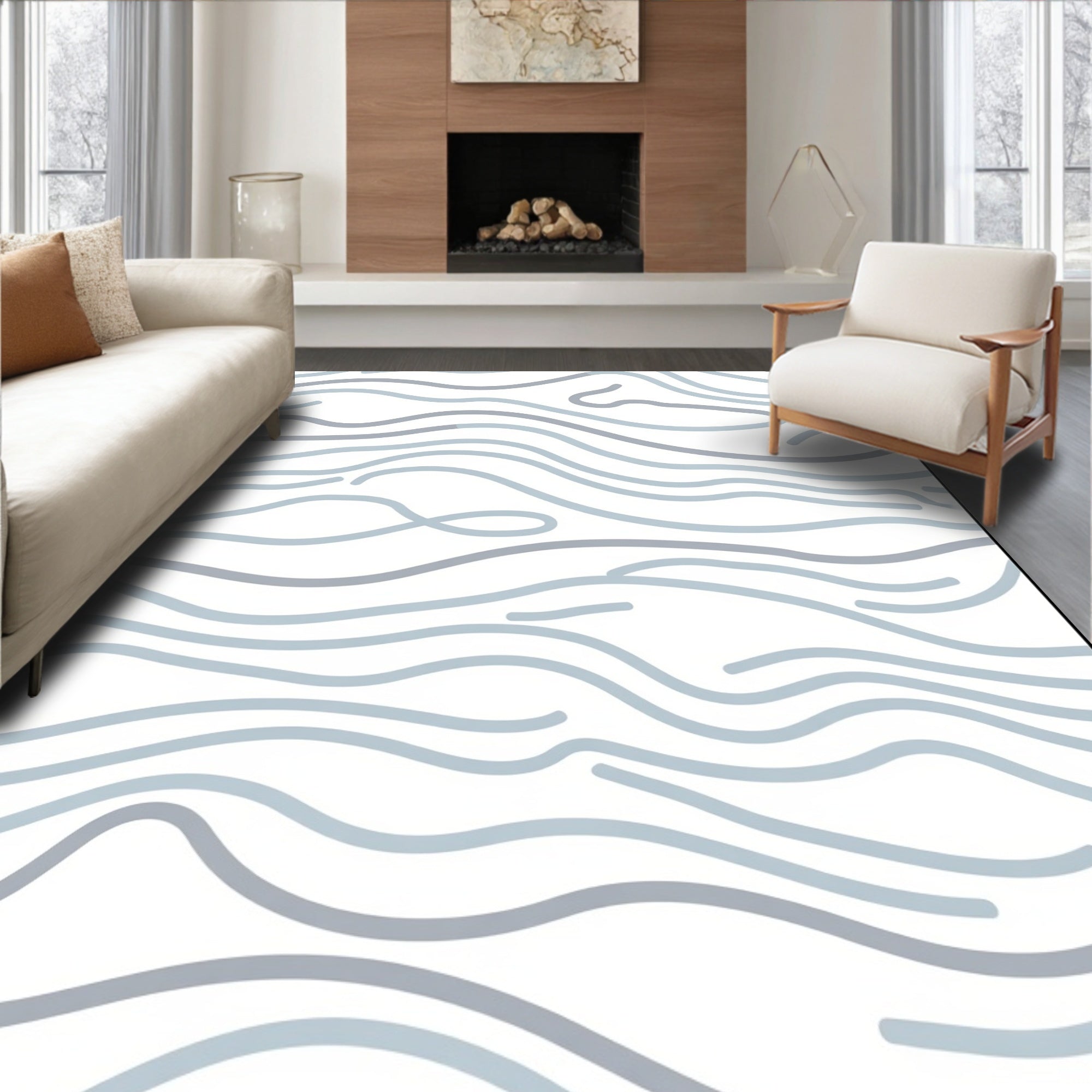 Abstract Wavy Line Pattern Design Rug
