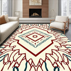 Maroon And Teal Complex Diamond Pattern Rug