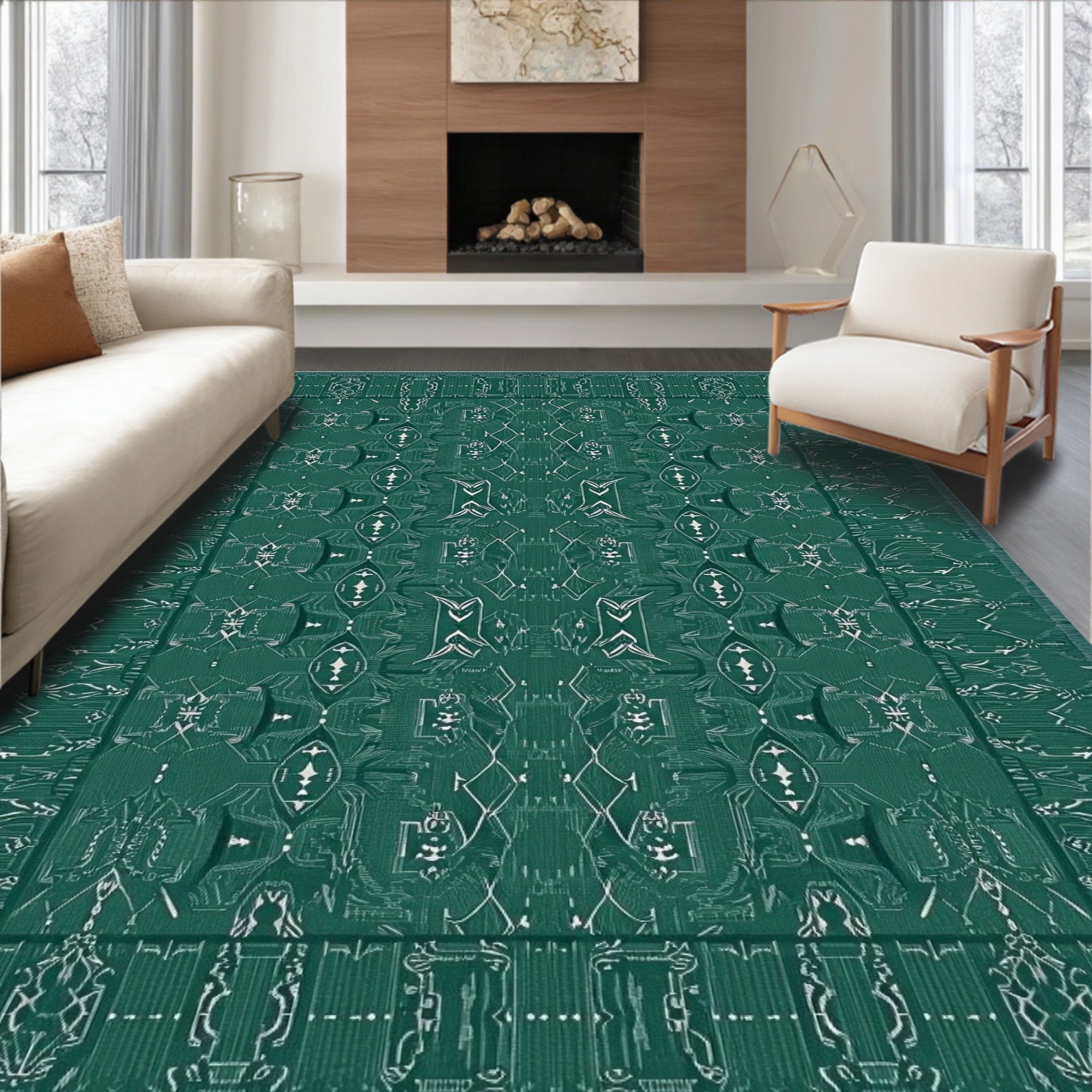 Abstract Circuit Board Pattern Rug