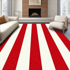 Bold Red Cream Vertical Stripe Rug