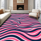 Pink Navy Wave Pattern Rug