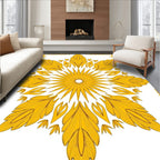 Golden Floral Sunburst Medallion Design Rug