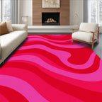 Retro Waves Red Pink Pattern Rug