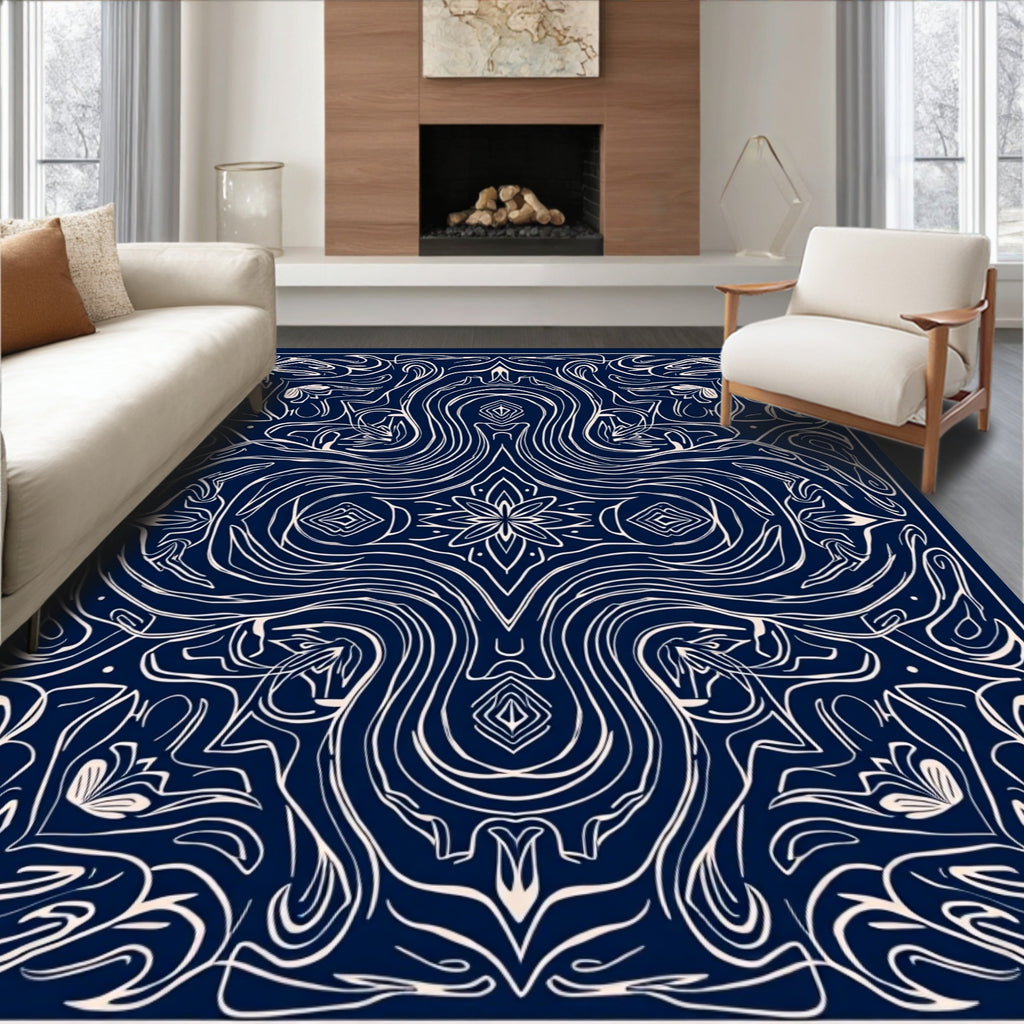 Ornate Swirling Floral Pattern Rug
