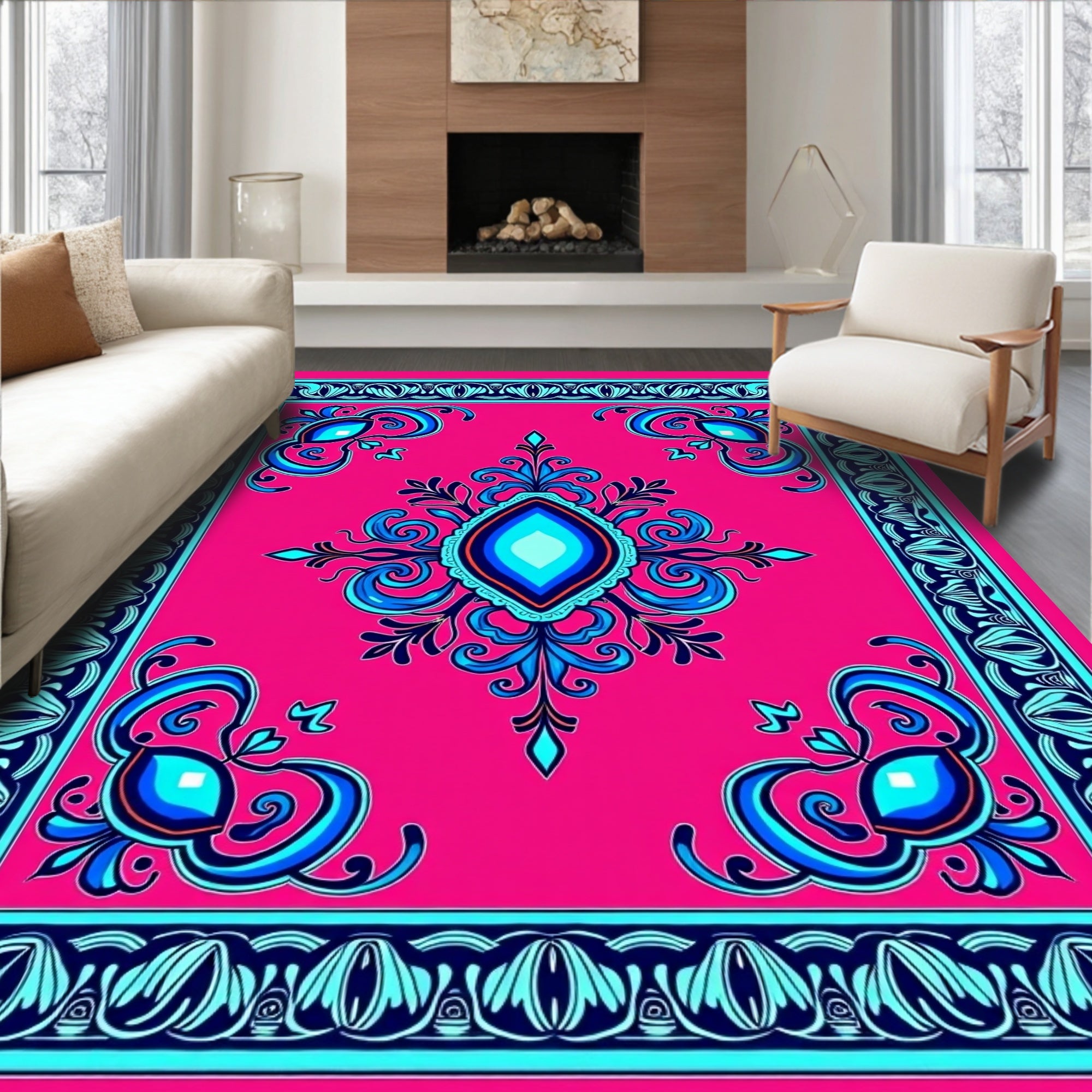 Vivid Jewel Tone Floral Medallion Rug
