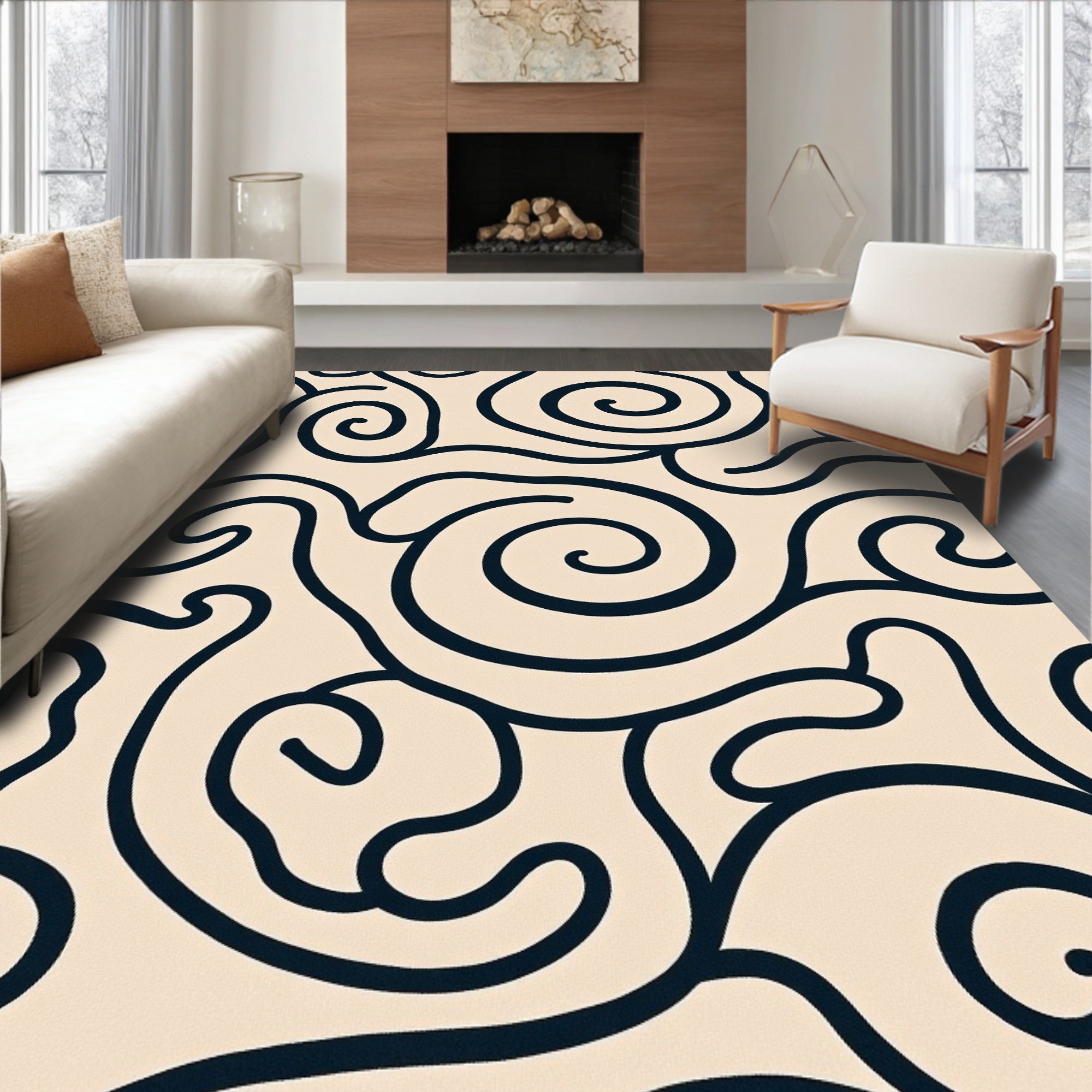 Abstract Swirl Modern Pattern Rug