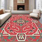 Red Floral And Vine Medallion Rug