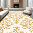 Regal Gold Floral Damask Pattern Rug