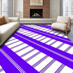 Bold Purple White Diagonal Stripe Pattern Rug