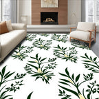 Dark Green Floral Branch Pattern Rug