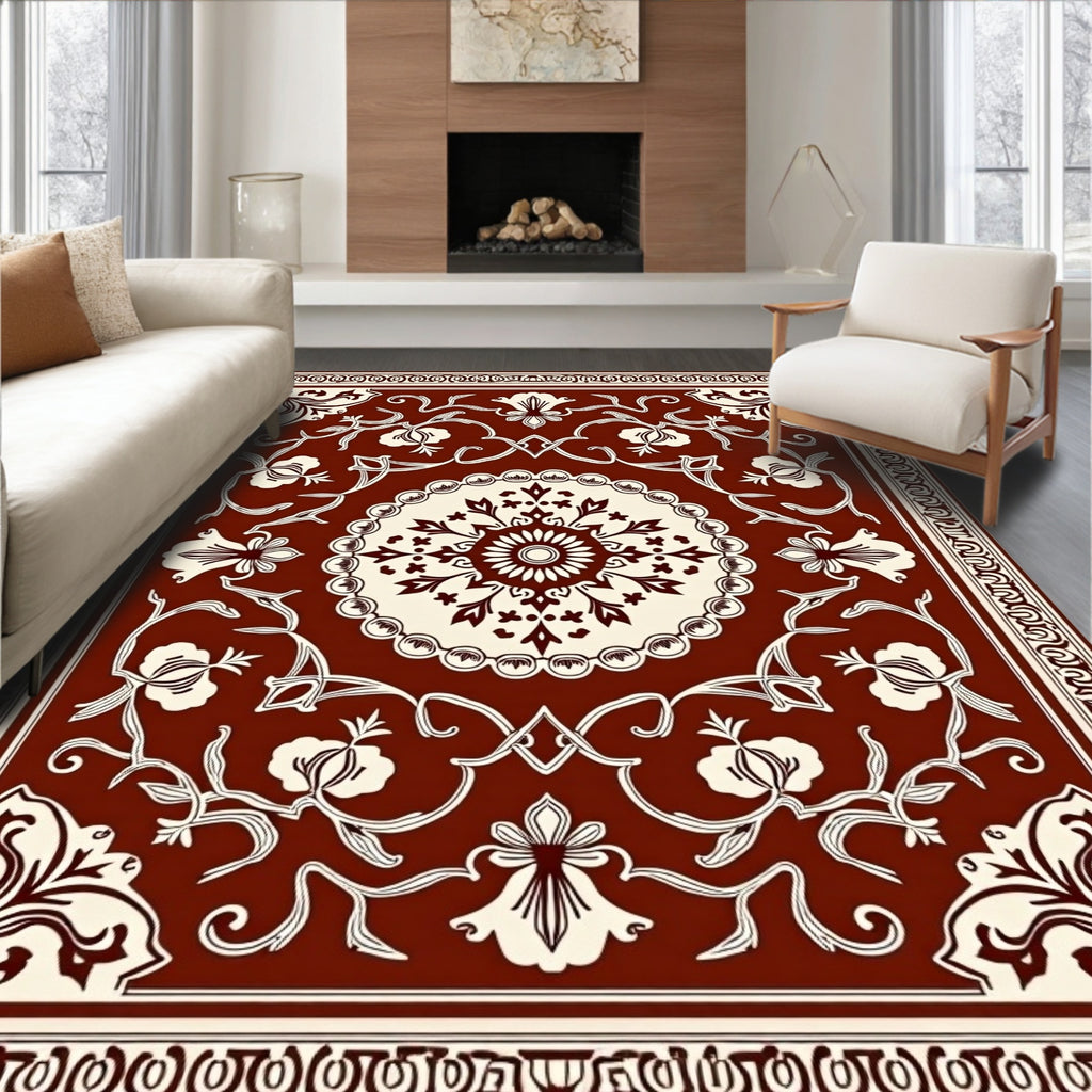 Classic Floral Swirls Mandala Design Rug