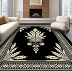 Cream Floral Frame with Centerpiece Rug