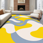 Retro Yellow Blue Cream Swirls Rug