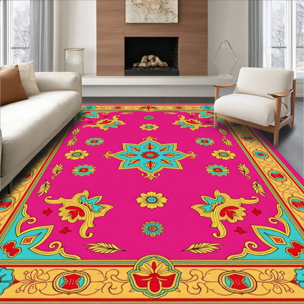 Bright Floral Medallion Pattern Rug