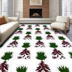Emerald Green Woodland Tree Arrangement Rug