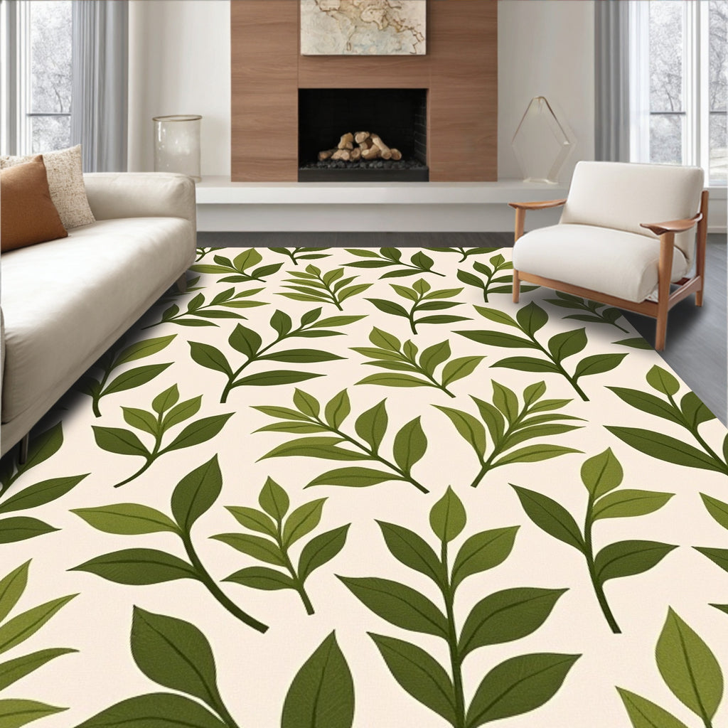 Green Leaves Pattern Rug