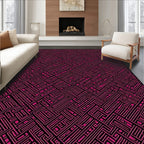 Pink Geometric Maze Pattern Rug