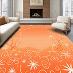 Orange Floral Swirl Vines Rug