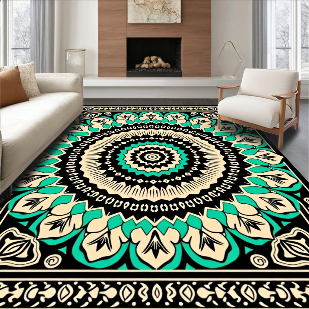 Mandala Geometric Floral Patterned Rug