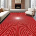 Radiant Sunburst Red Line Art Rug