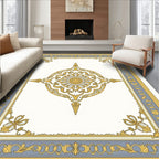 Grand Floral Medallion Blue Gold Rug