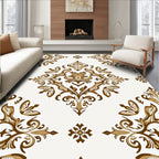 Elegant Golden Brown Damask Floral Design Rug