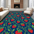 Red Strawberry Floral Vines Rug