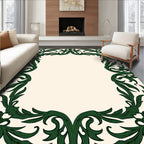 Elegant Green Swirl Floral Pattern Rug