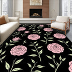 Pink Rose and Lily Floral Pattern Rug