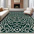 Abstract Swirls With Decorative Face Design Rug
